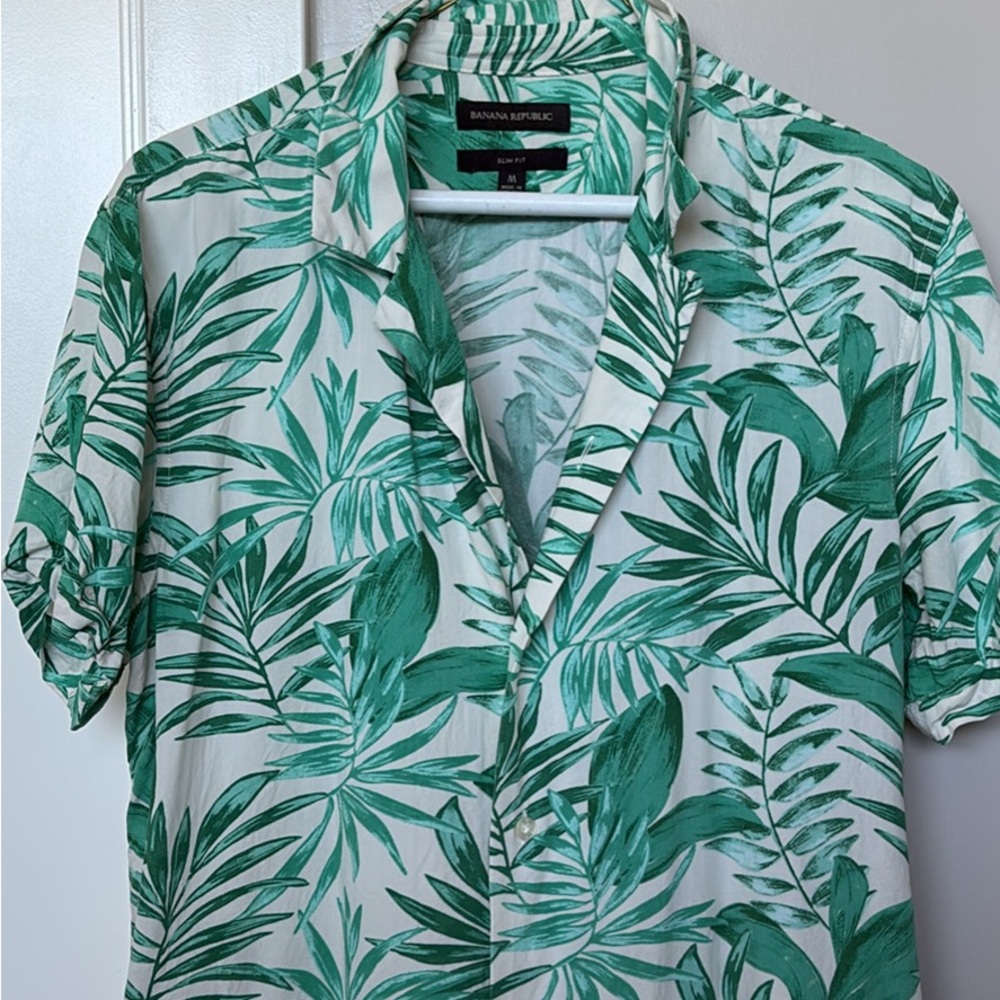 Banana Republic Green Leaf Print Men's Shirt